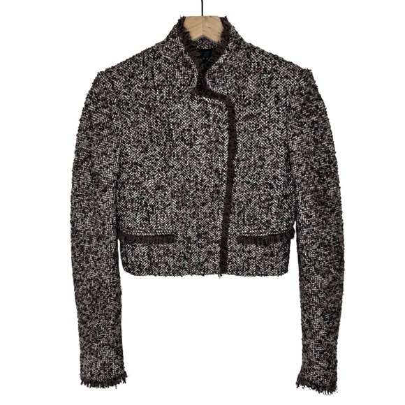 Theory Myleen Winterberry Burnt Rouge Tweed Blazer Jacket Size 6